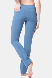 Women's EcoFabric™ Straight Leg Yoga Pant with Back Pockets Womens>Activewear>Yoga Pants Fishers Finery Moonlight Blue X-Small Petite