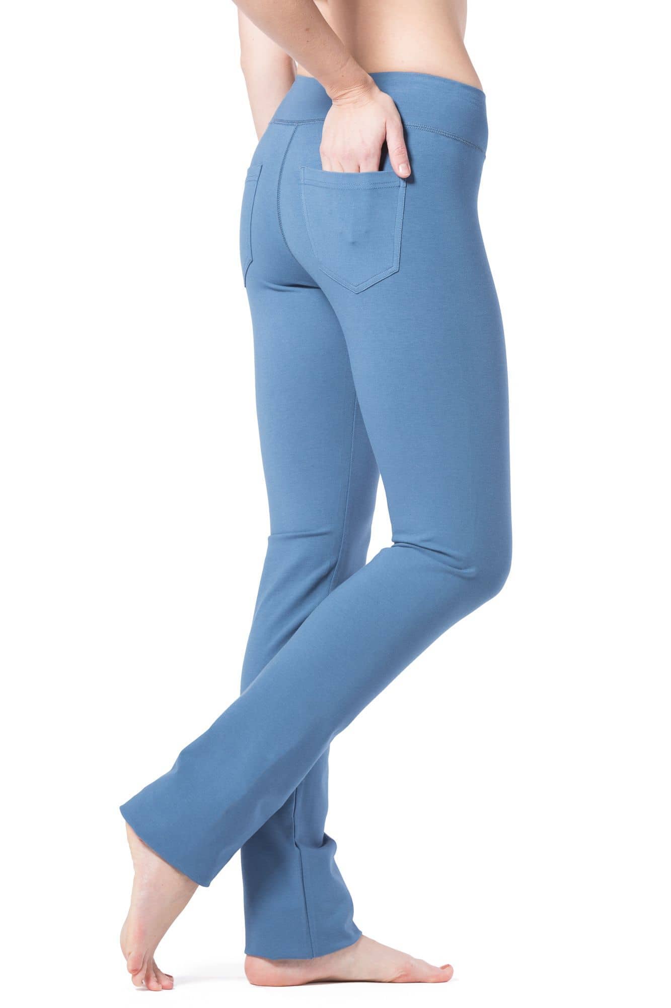 Women's EcoFabric™ Straight Leg Yoga Pant with Back Pockets Womens>Activewear>Yoga Pants Fishers Finery X-Small Moonlight Blue Petite
