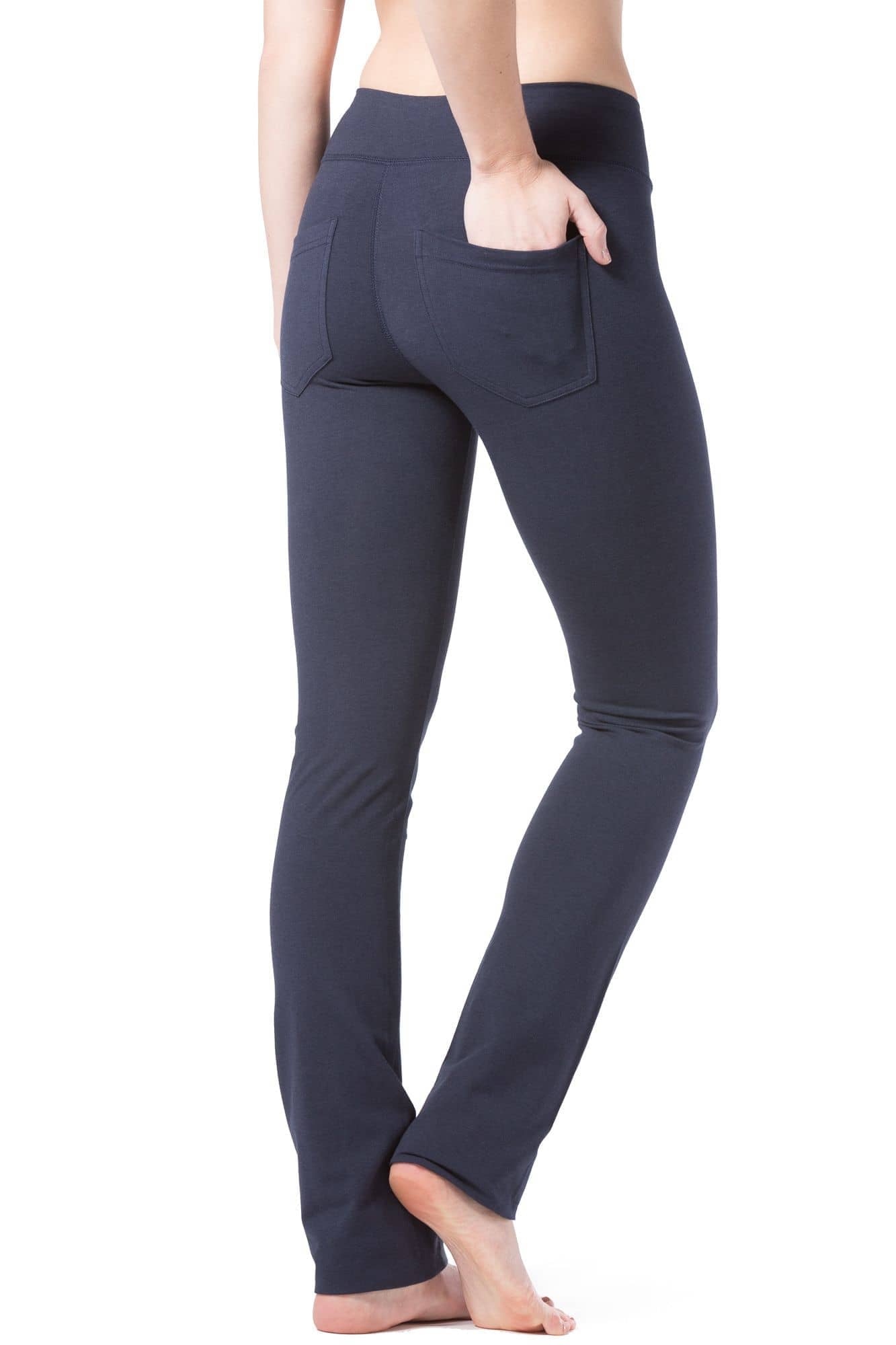 Women's EcoFabric™ Straight Leg Yoga Pant with Back Pockets Womens>Activewear>Yoga Pants Fishers Finery X-Small Navy Petite