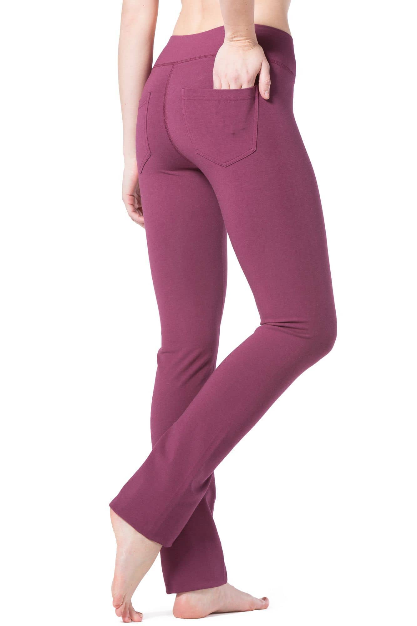 Women's EcoFabric™ Straight Leg Yoga Pant with Back Pockets Womens>Activewear>Yoga Pants Fishers Finery X-Small Wine Petite