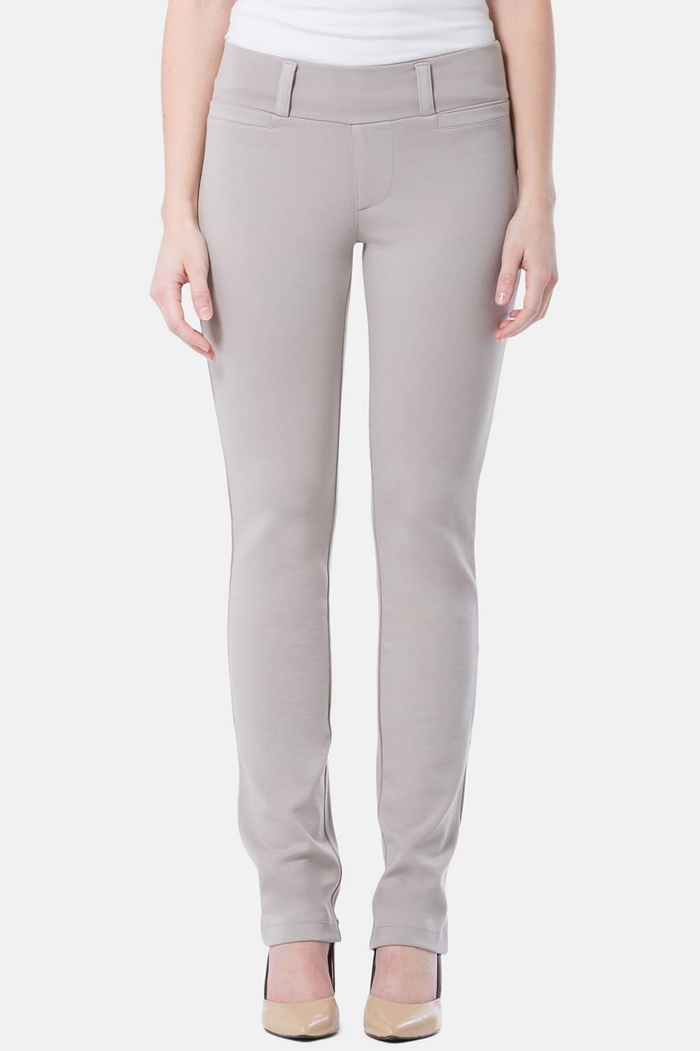 Women's Ponte Knit Pull-On Slim Straight Leg Work Pant - NEW & IMPROVED FIT Womens>Pants Fishers Finery Gray Sky X-Small Petite