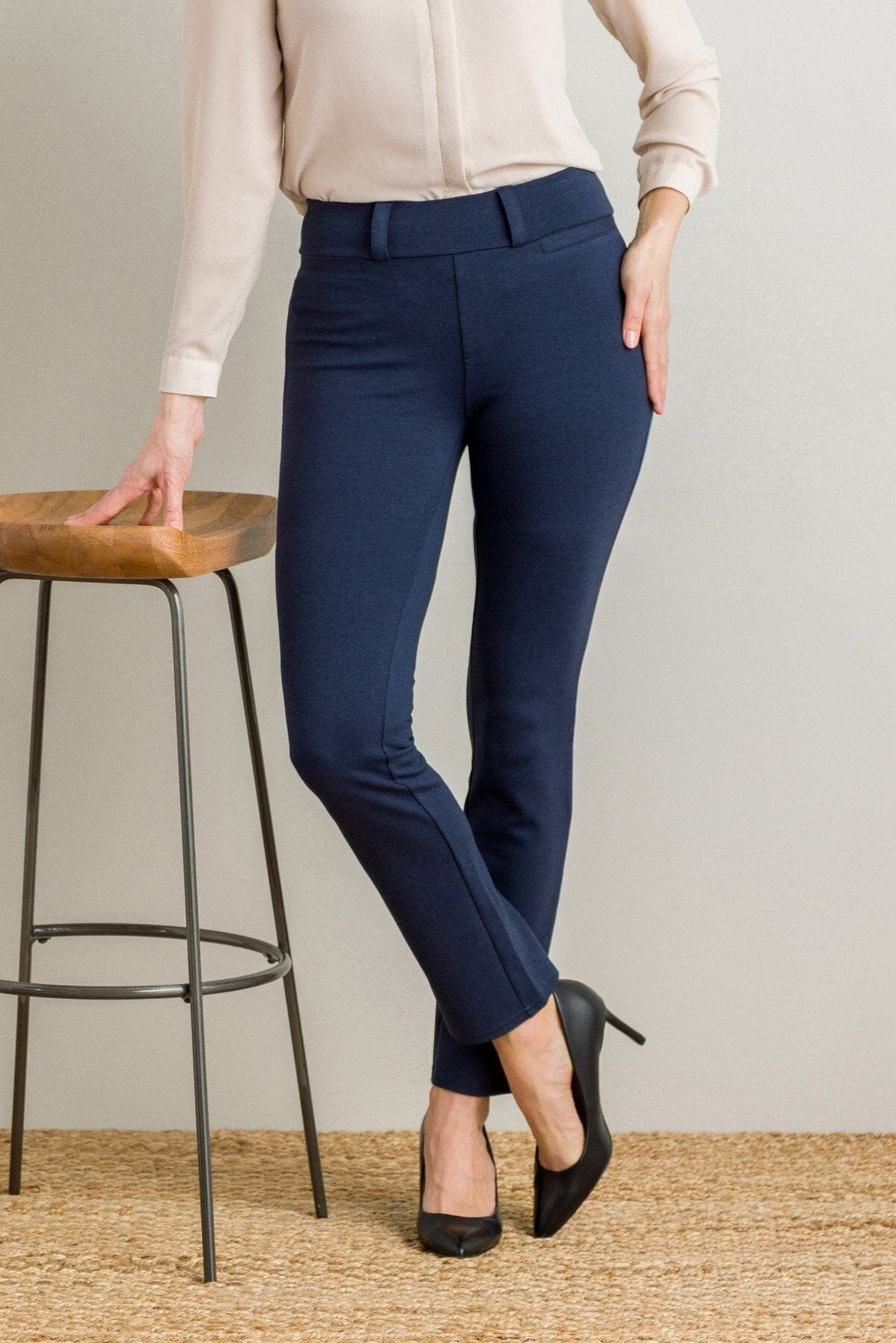 Straight Leg Ponte Pant in Navy