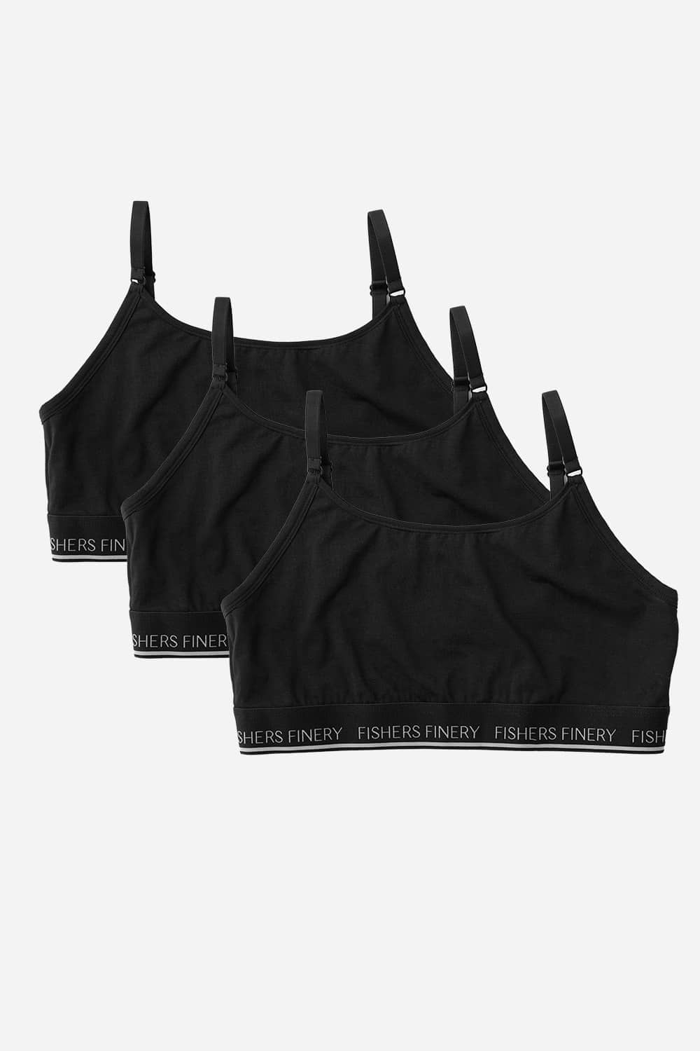 Women's Everyday Lightweight Adjustable Bralette Womens>Casual>Bra Fishers Finery Black X-Small 3 Pack