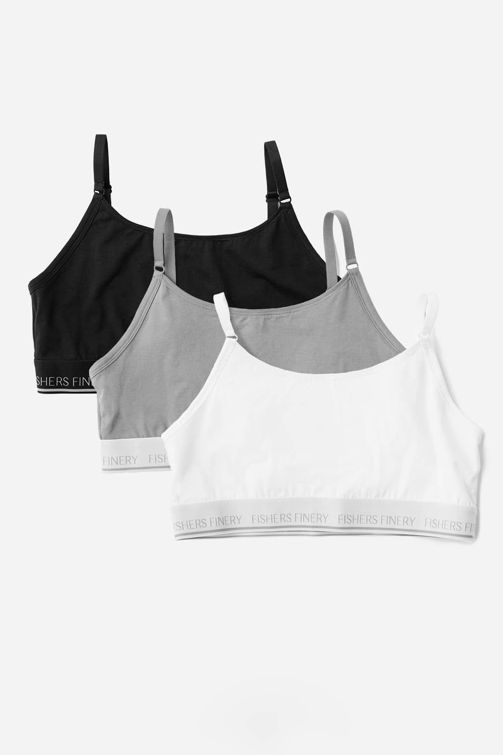 Women's Everyday Lightweight Adjustable Bralette Womens>Casual>Bra Fishers Finery Black-Sky Gray-White X-Small 3 Pack