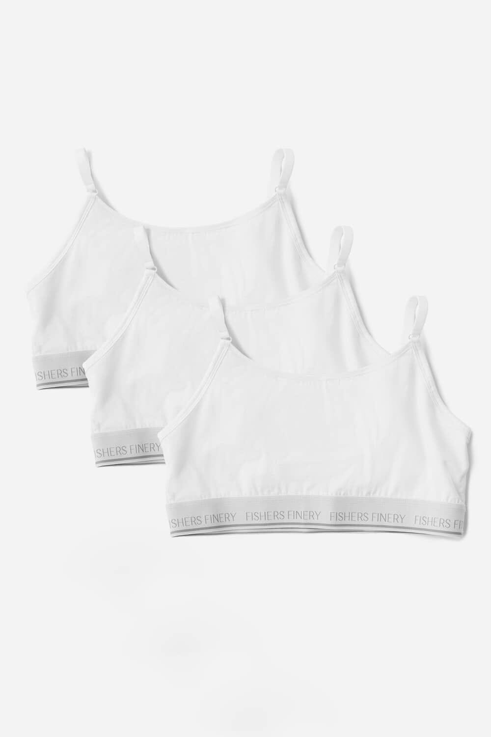 Women's Everyday Lightweight Adjustable Bralette Womens>Casual>Bra Fishers Finery White X-Small 3 Pack