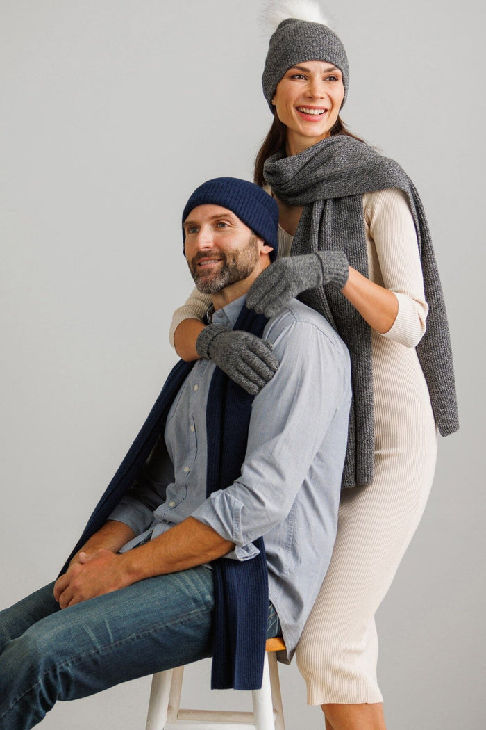 Women's 3pc 100% Cashmere Pom Beanie, Glove & Scarf Set - OUTLET Womens>Accessories>Cashmere Set Fishers Finery 