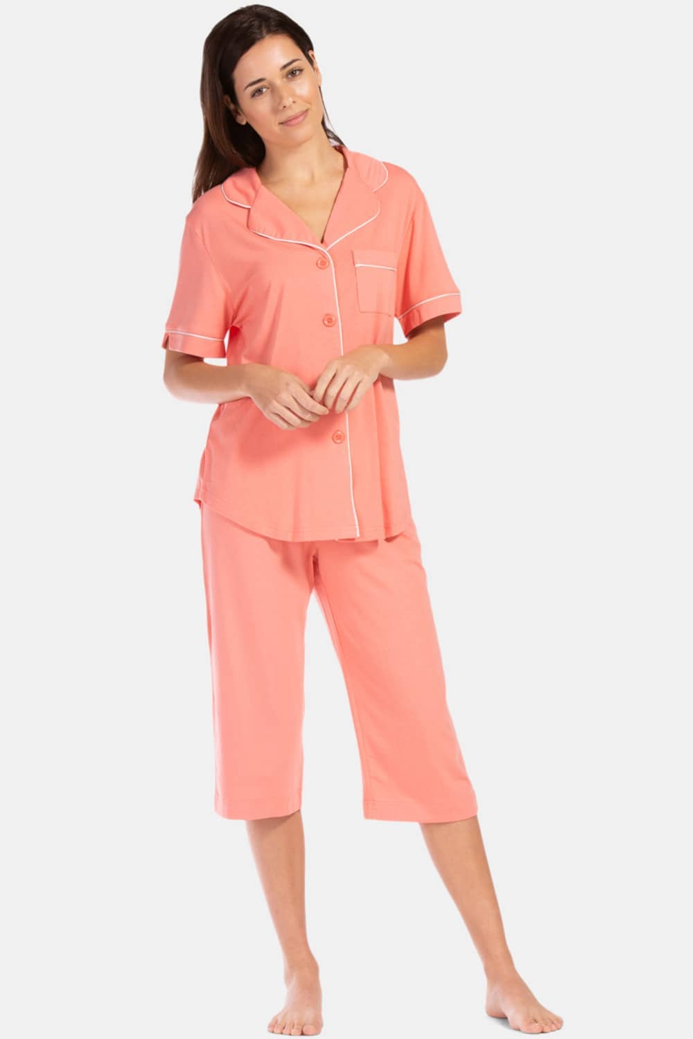 Women's EcoFabric™ Capri Pajama Set with Gift Box Womens>Sleep and Lounge>Pajamas Fishers Finery Coral X-Small 