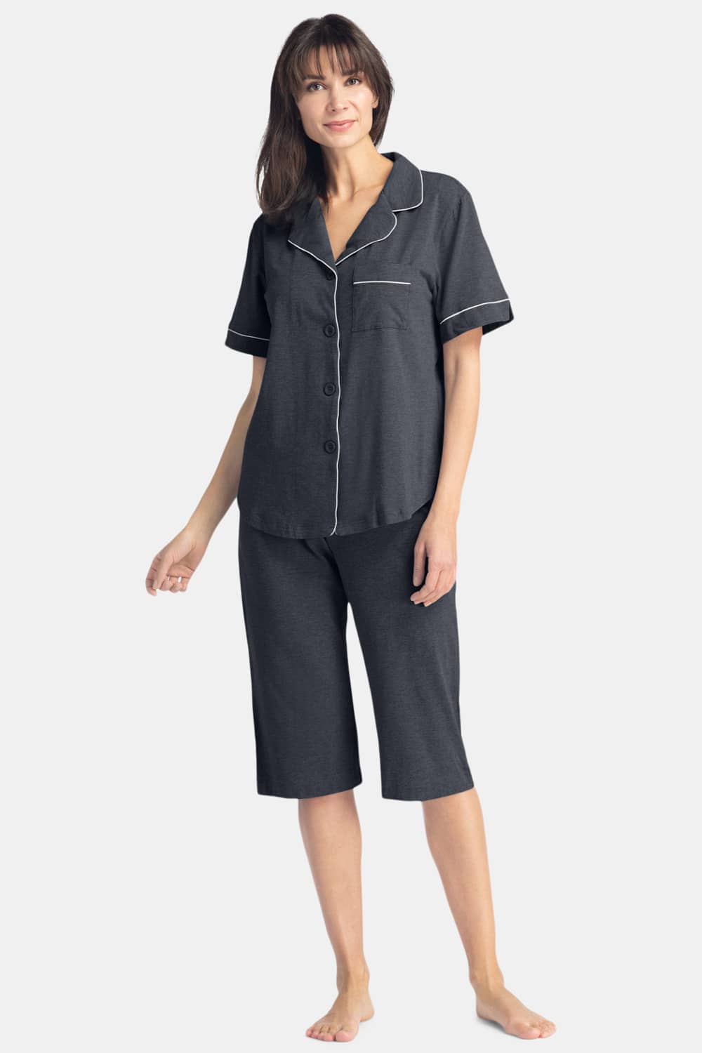 Women's EcoFabric™ Capri Pajama Set with Gift Box Womens>Sleep and Lounge>Pajamas Fishers Finery Heather Gray X-Small 