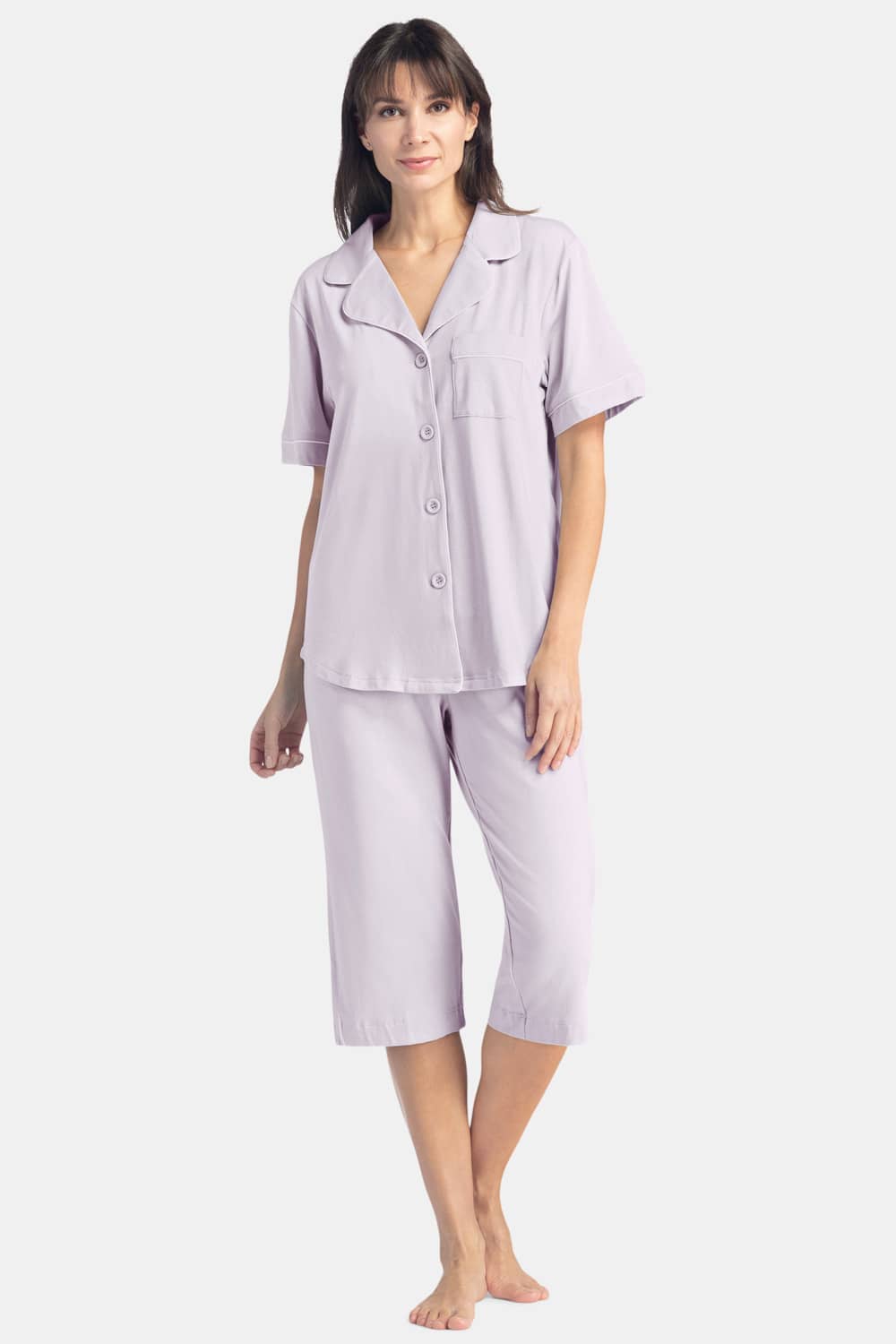 Women's EcoFabric™ Capri Pajama Set with Gift Box Womens>Sleep and Lounge>Pajamas Fishers Finery Lavender Fog X-Small 