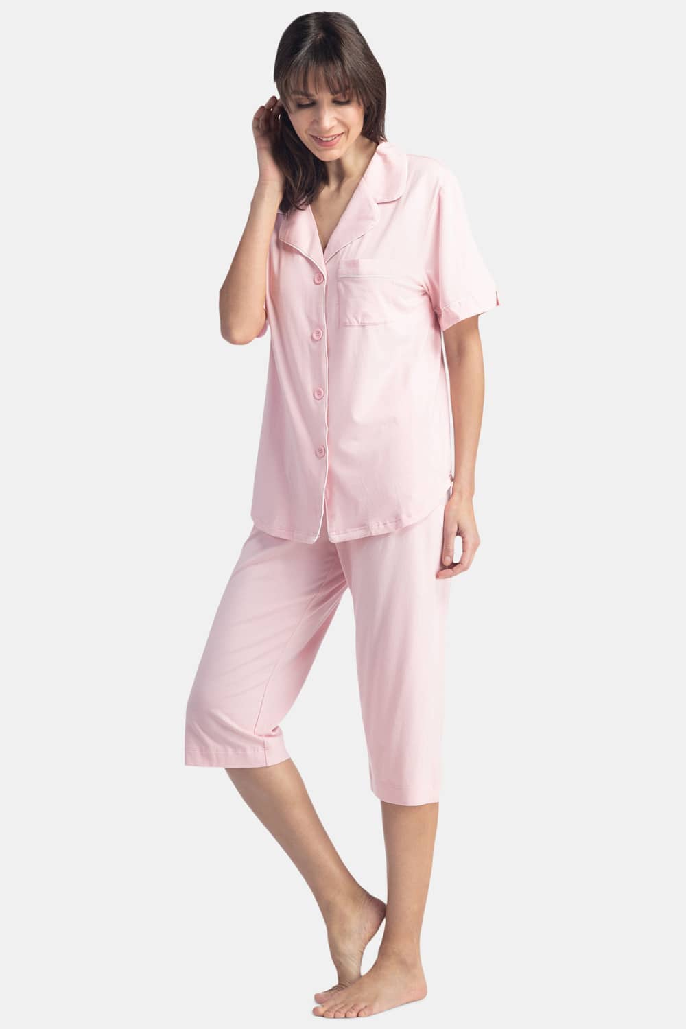 Women's EcoFabric™ Capri Pajama Set with Gift Box Womens>Sleep and Lounge>Pajamas Fishers Finery Petal Pink X-Small 