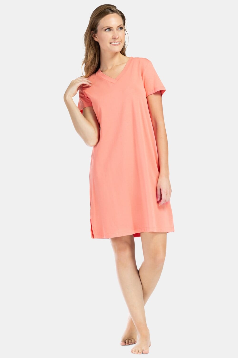 Women's EcoFabric™ Sleep Shirt / Nightgown Womens>Sleepwear>Nightgown Fishers Finery Coral X-Small 