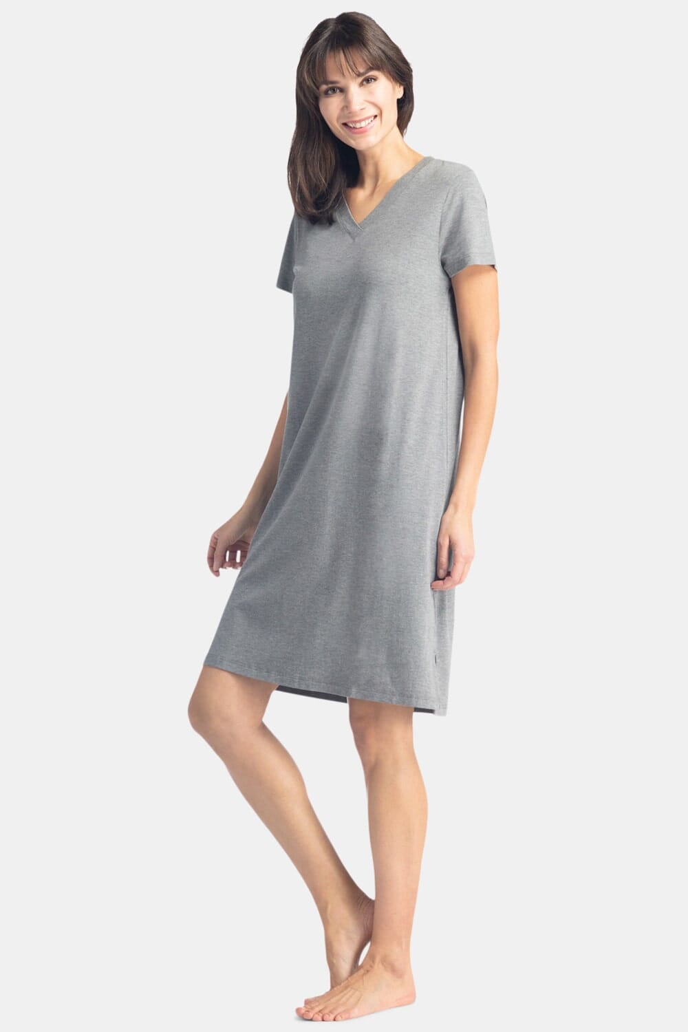 Women's EcoFabric™ Sleep Shirt / Nightgown Womens>Sleepwear>Nightgown Fishers Finery Light Heather Gray X-Small 