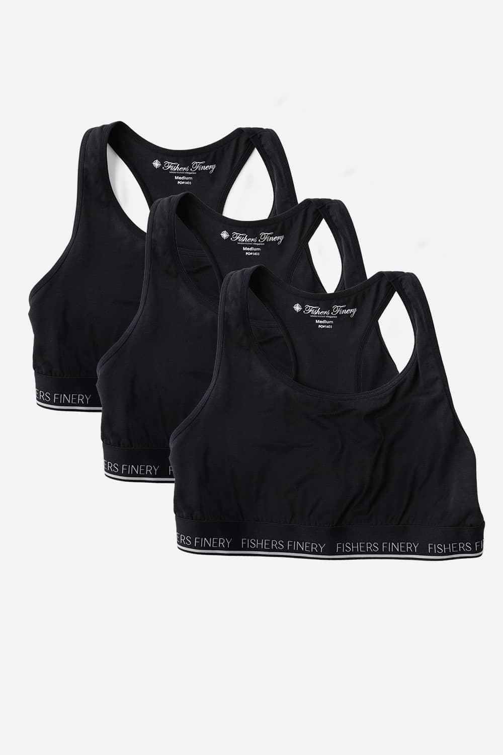 Women's Everyday Lightweight Racerback Bralette Womens>Casual>Bra Fishers Finery Black X-Small 3 Pack