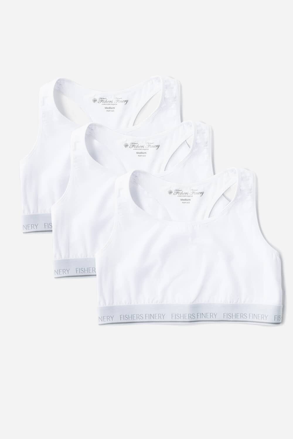 Women's Everyday Lightweight Racerback Bralette Womens>Casual>Bra Fishers Finery White X-Small 3 Pack