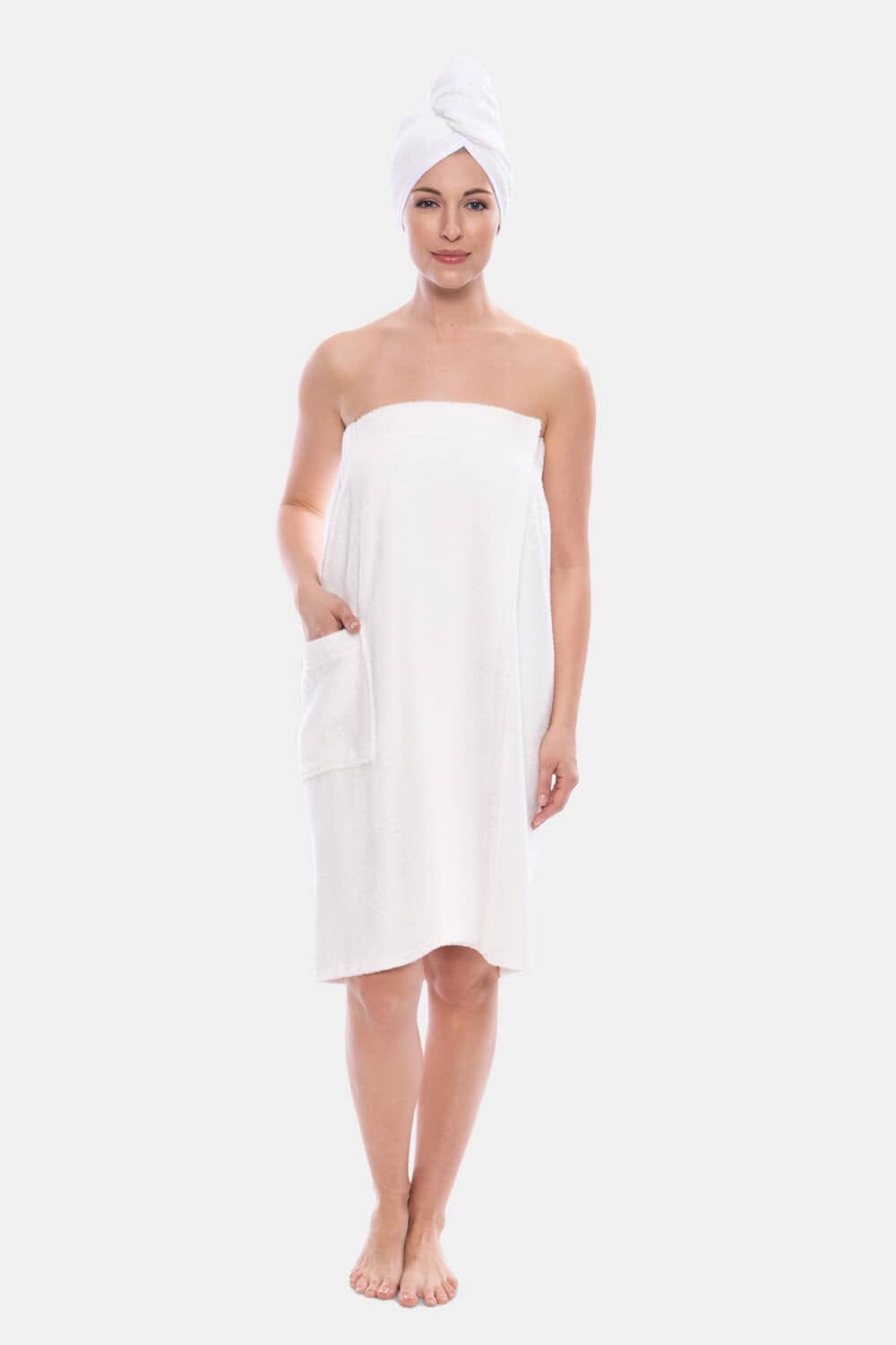 Texere Women's 2pc Terry Cloth Body and Hair Wrap Womens>Spa>Set Fishers Finery White S/M 