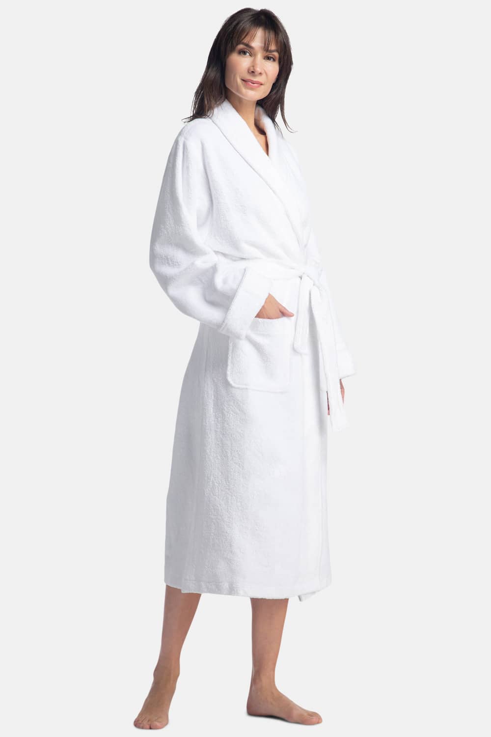 Women&#39;s Premier Turkish-Style Full Length Terry Cloth Spa Robe Womens&gt;Spa&gt;Robe Fishers Finery White S/M 