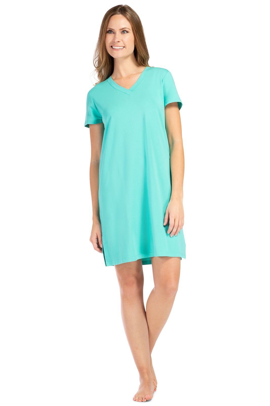 Women's EcoFabric™ Sleep Shirt / Nightgown Womens>Sleepwear>Nightgown Fishers Finery Turquoise X-Small 