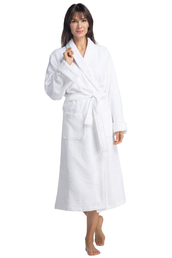 Women's Premier Turkish-Style Full Length Terry Cloth Spa Robe Womens>Spa>Robe Fishers Finery White L/XL 