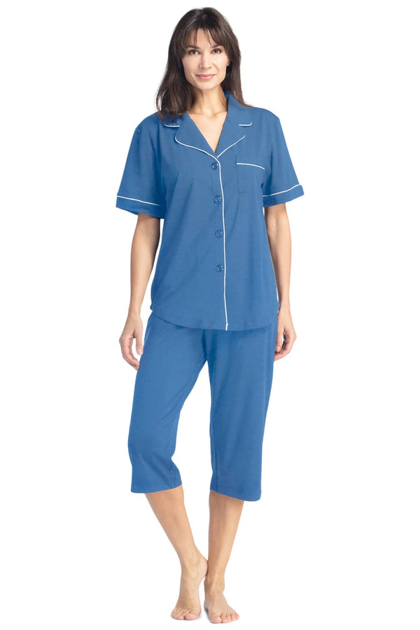 Women's EcoFabric™ Capri Pajama Set with Gift Box Womens>Sleep and Lounge>Pajamas Fishers Finery Moonlight Blue X-Large 