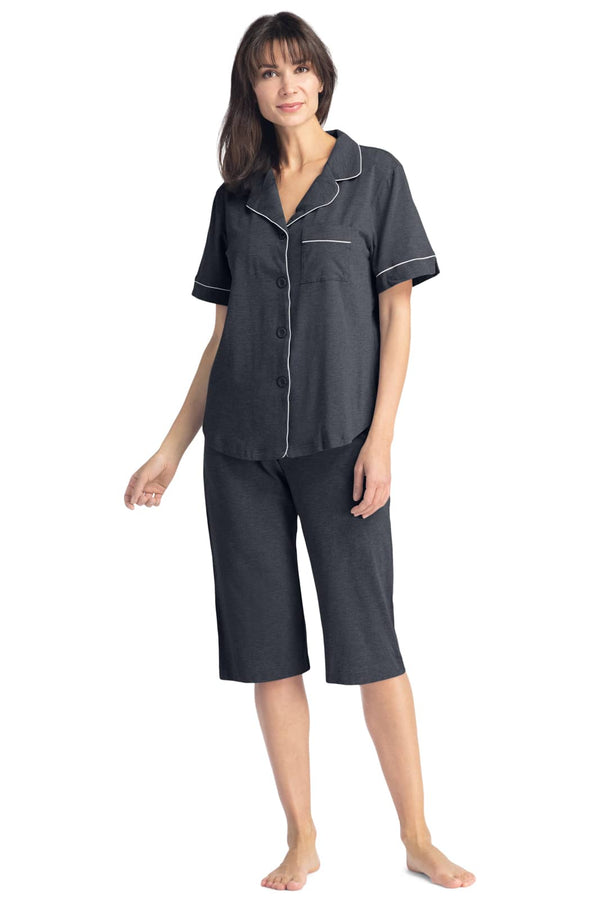 Women's EcoFabric™ Capri Pajama Set with Gift Box Womens>Sleep and Lounge>Pajamas Fishers Finery Heather Gray Medium 