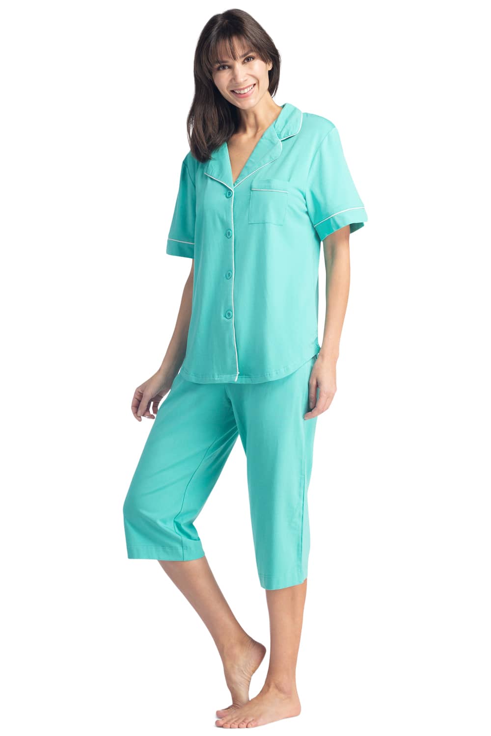 Women's EcoFabric™ Capri Pajama Set with Gift Box Womens>Sleep and Lounge>Pajamas Fishers Finery Turquoise X-Small 