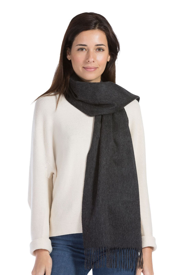 Women's Classic 100% Pure Cashmere Scarf Womens>Accessories>Scarf Fishers Finery Charcoal One Size 