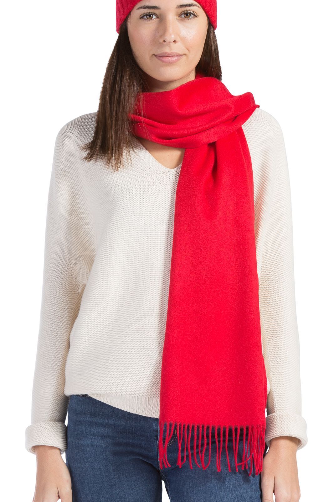 Women's Classic 100% Pure Cashmere Scarf Womens>Accessories>Scarf Fishers Finery Cardinal Red One Size 