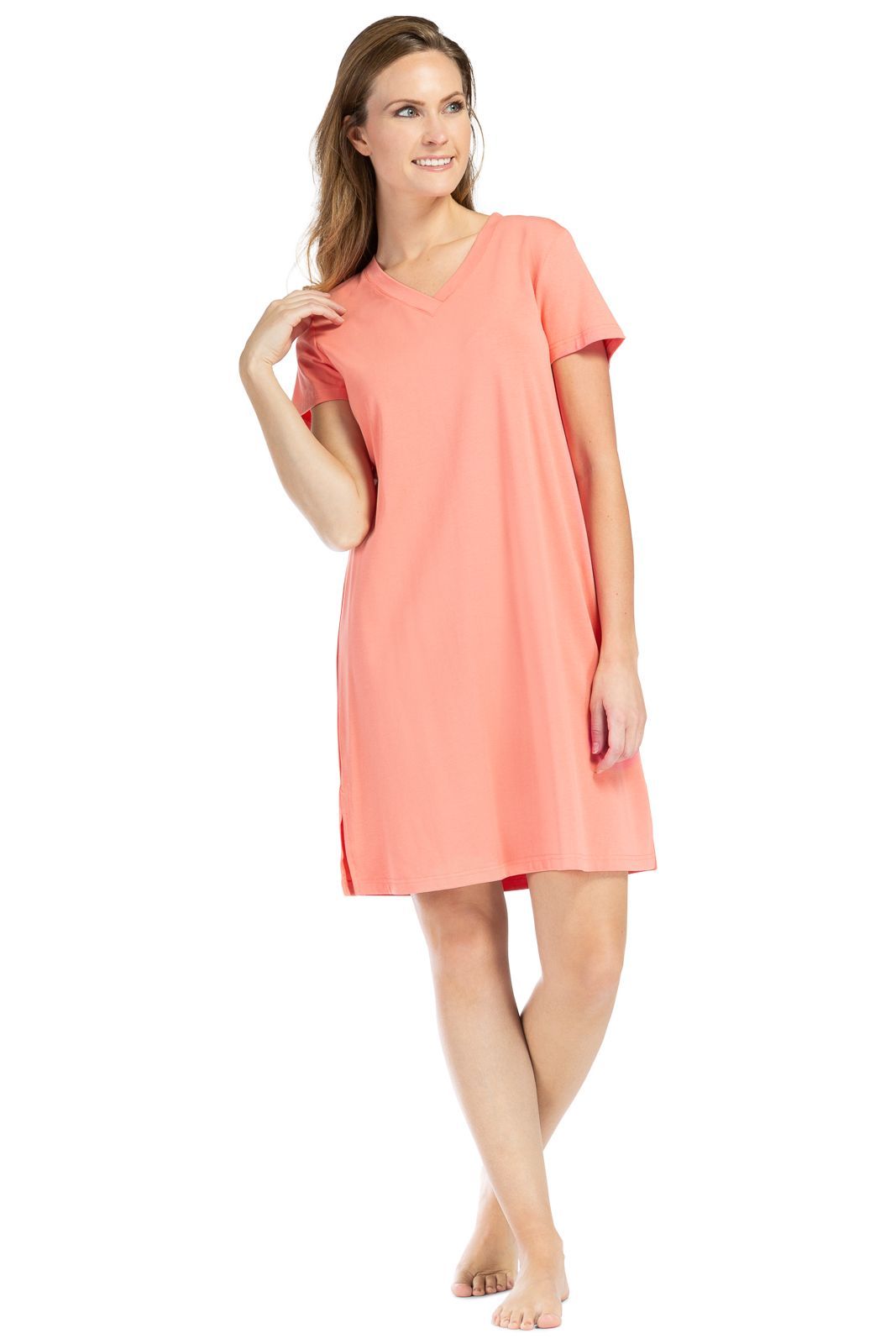 Women's EcoFabric™ Sleep Shirt / Nightgown Womens>Sleepwear>Nightgown Fishers Finery Coral X-Small 