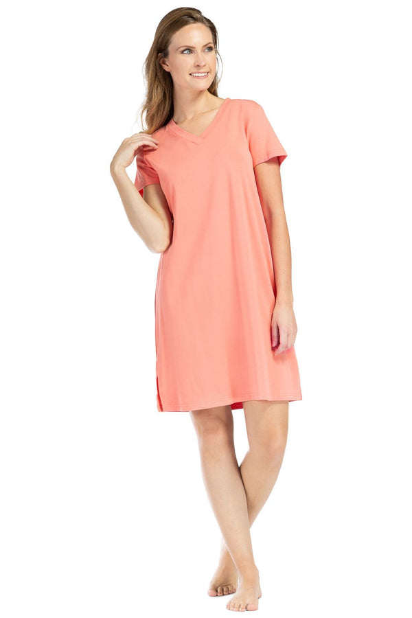 Women's EcoFabric™ Sleep Shirt / Nightgown Womens>Sleepwear>Nightgown Fishers Finery Coral X-Small 