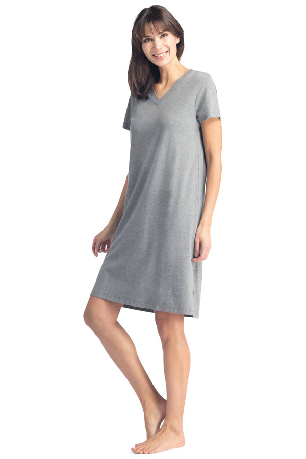 Women's EcoFabric™ Sleep Shirt / Nightgown Womens>Sleepwear>Nightgown Fishers Finery Light Heather Gray Large 