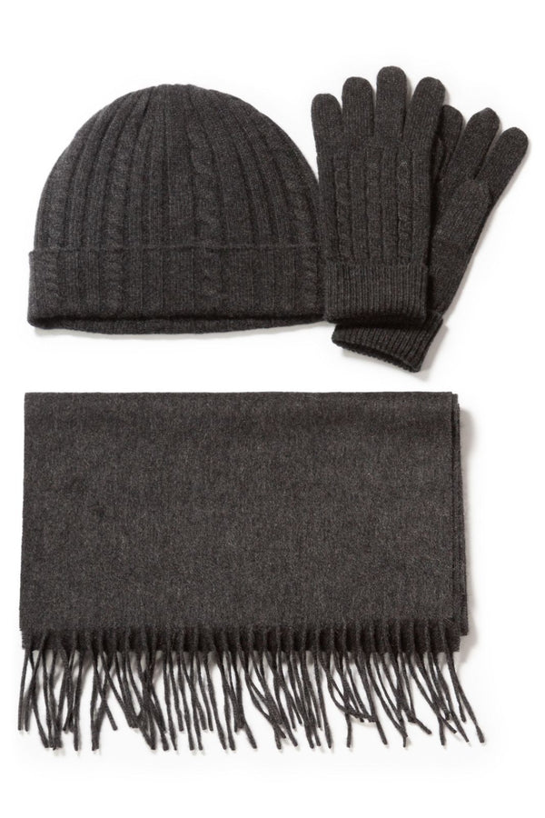 Women's 3pc 100% Pure Cashmere Hat, Glove, Scarf Set with Gift Box Womens>Accessories>Cashmere Set Fishers Finery 