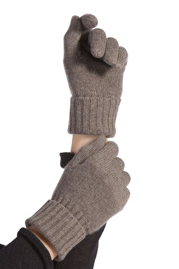 Women's 100% Pure Cashmere Gloves with Ribbed Cuff Womens>Accessories>Gloves Fishers Finery Cappuccino 
