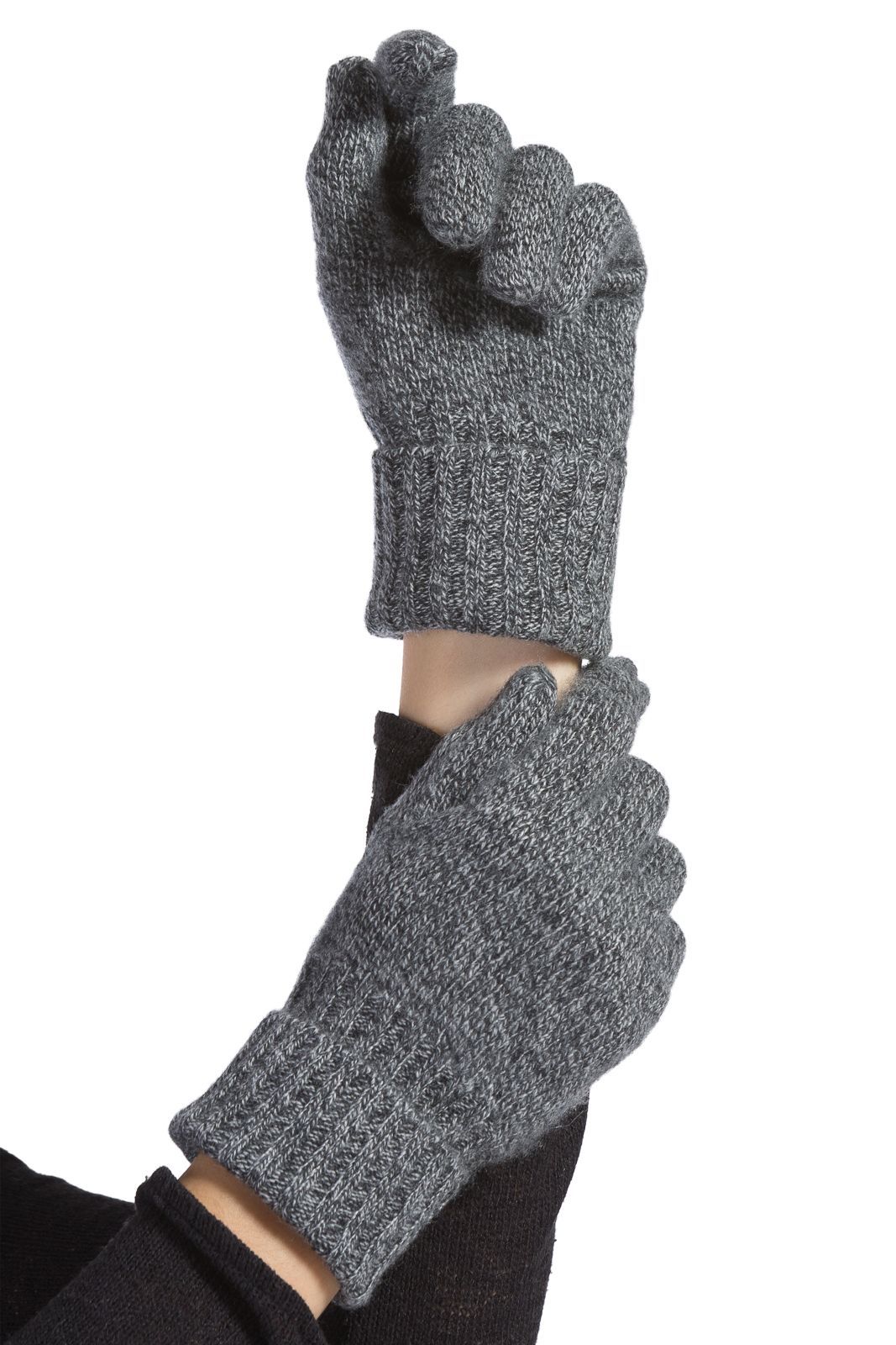 Women's 100% Pure Cashmere Gloves with Ribbed Cuff Womens>Accessories>Gloves Fishers Finery Heather Gray 