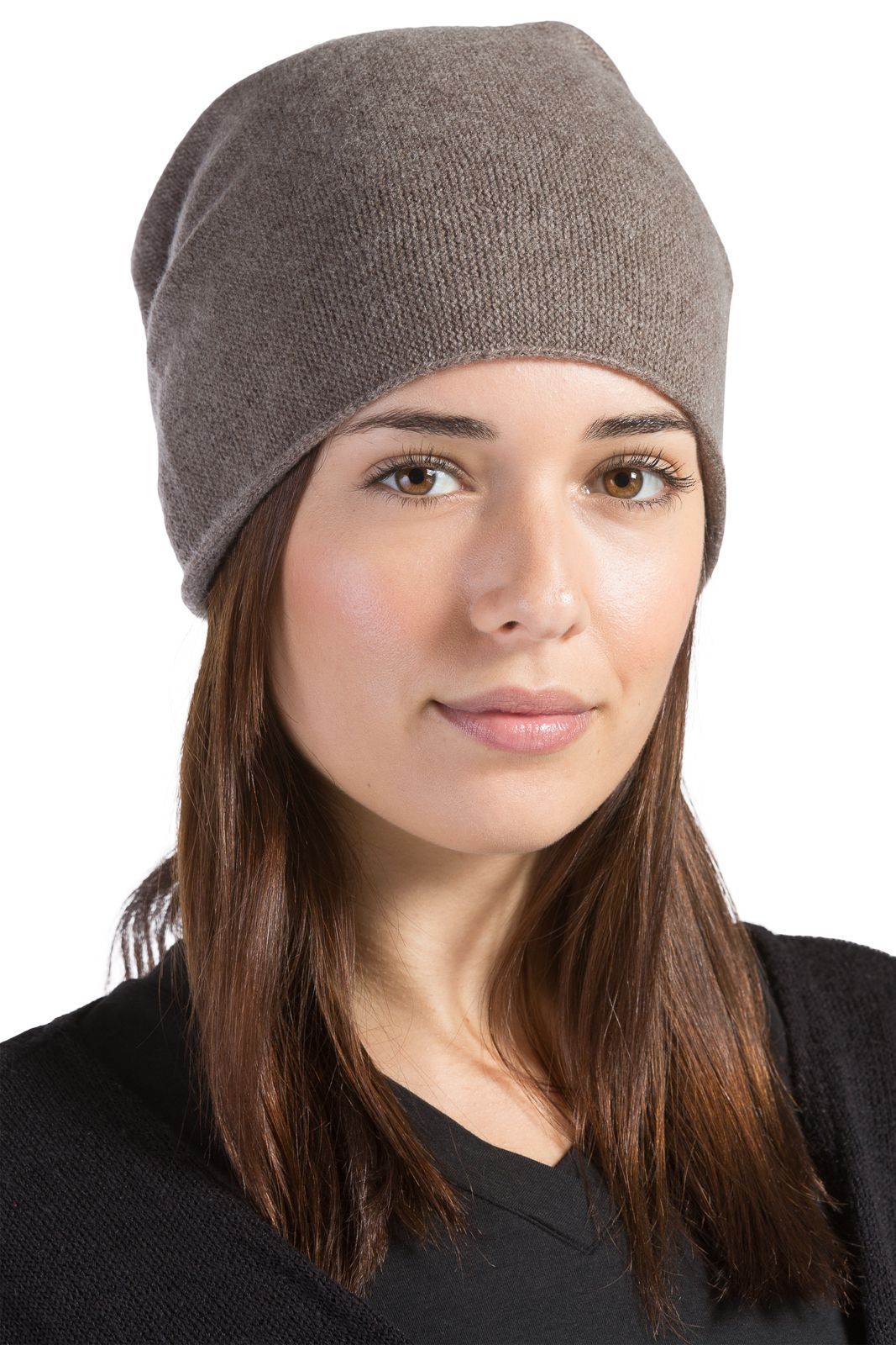 Fishers Finery Cappuccino, 100% cashmere women's slouchy beanie hat made from grade 6A, de-haired, 2-ply yarn that's pill-resistant and super soft