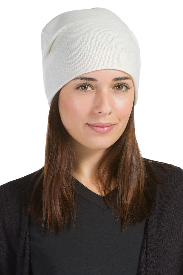 Women's 100% Cashmere Slouchy Beanie Hat Womens>Accessories>Hat Fishers Finery Cream One Size Fits Most 