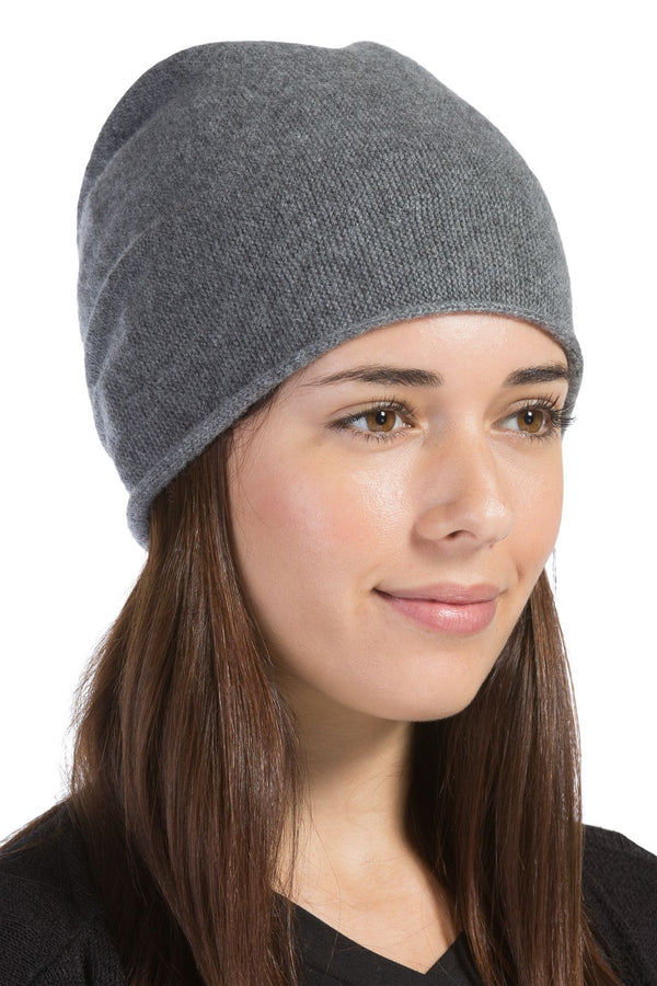 Women's 100% Cashmere Slouchy Beanie Hat Womens>Accessories>Hat Fishers Finery Iron One Size Fits Most 