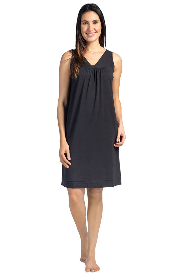 Women's Sleeveless EcoFabric™ Nightgown - Relaxed Fit Womens>Sleepwear>Nightgown Fishers Finery Black Small 