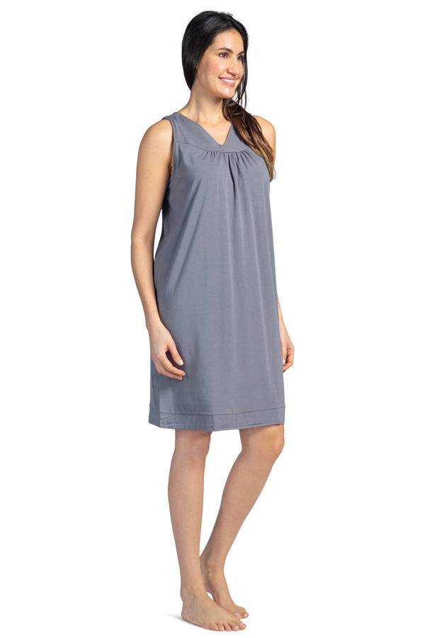 Women's Sleeveless EcoFabric™ Nightgown - Relaxed Fit Womens>Sleepwear>Nightgown Fishers Finery Gray Small 