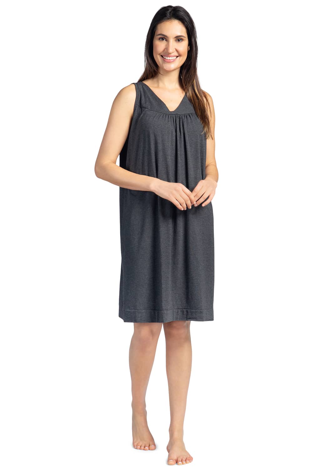 Women's Sleeveless EcoFabric™ Nightgown - Relaxed Fit Womens>Sleepwear>Nightgown Fishers Finery Heather Gray Large 