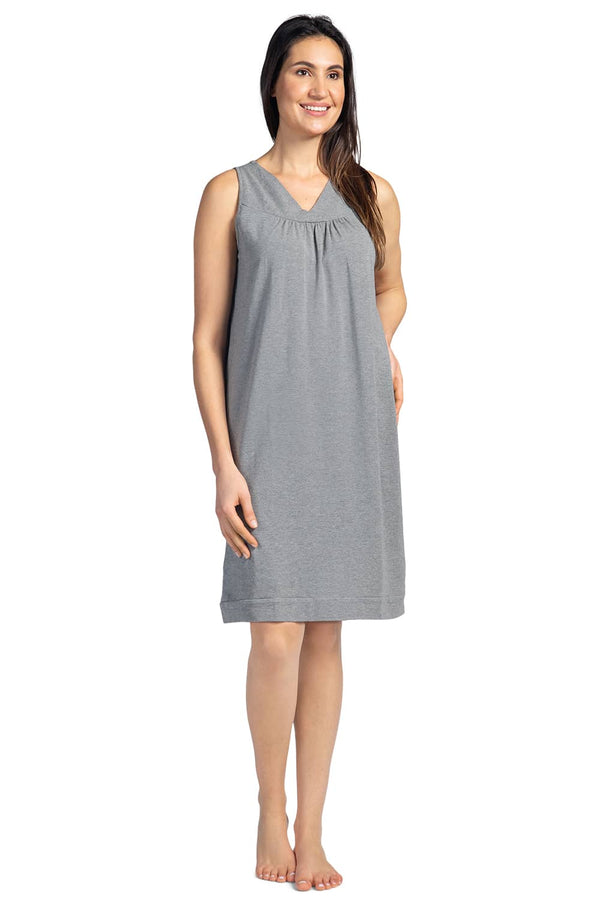Women's Sleeveless EcoFabric™ Nightgown - Relaxed Fit Womens>Sleepwear>Nightgown Fishers Finery Light Heather Gray Large 