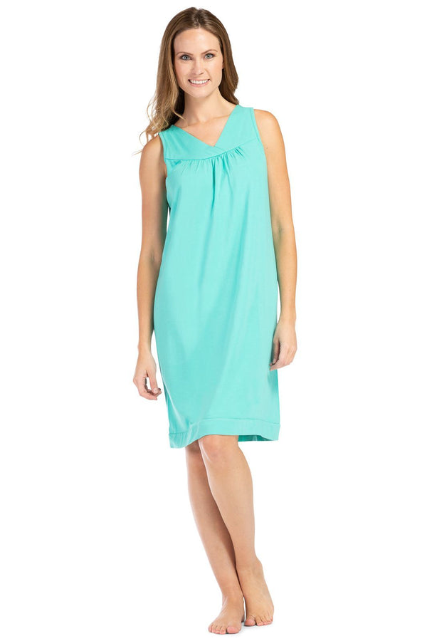 Women's Sleeveless EcoFabric™ Nightgown - Relaxed Fit Womens>Sleepwear>Nightgown Fishers Finery Turquoise X-Small 