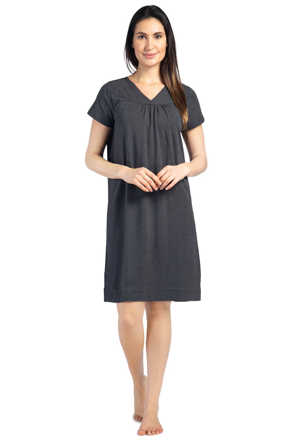 Women's Short Sleeve EcoFabric™ Nightgown - Relaxed Fit Womens>Sleepwear>Nightgown Fishers Finery Heather Gray Large 