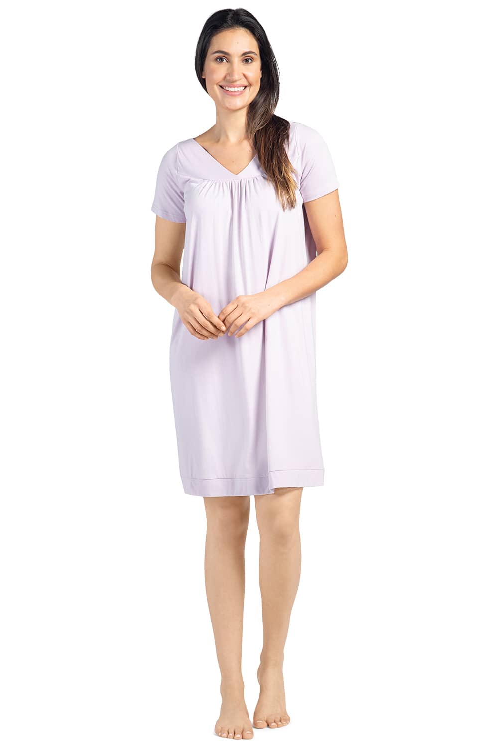 Women's Short Sleeve EcoFabric™ Nightgown - Relaxed Fit Womens>Sleepwear>Nightgown Fishers Finery Lavender Fog Large 