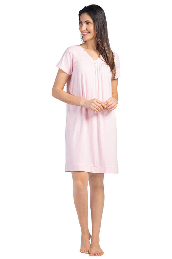 Women's Short Sleeve EcoFabric™ Nightgown - Relaxed Fit Womens>Sleepwear>Nightgown Fishers Finery Heavenly Pink XX-Large 