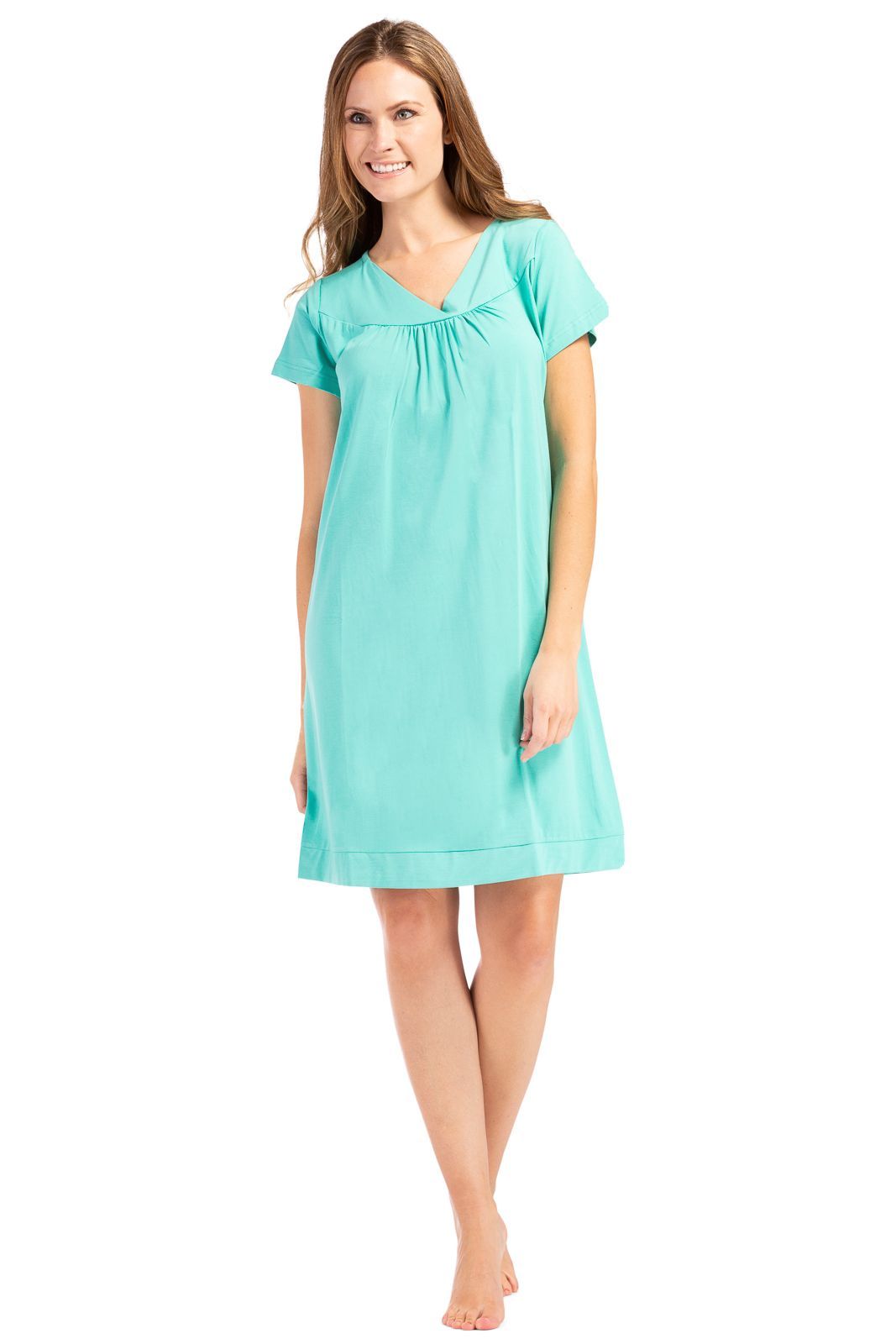 Women's Short Sleeve EcoFabric™ Nightgown - Relaxed Fit Womens>Sleepwear>Nightgown Fishers Finery Turquoise X-Small 