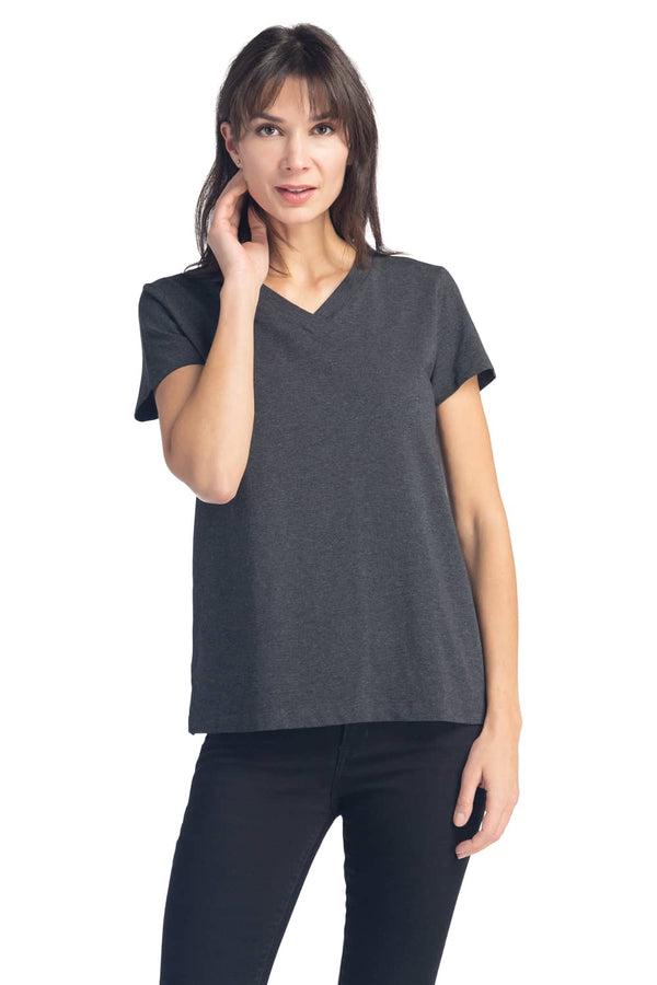 Women's Relaxed EcoFabric™ V-Neck Tee Womens>Casual>Top Fishers Finery Heather Gray Large 