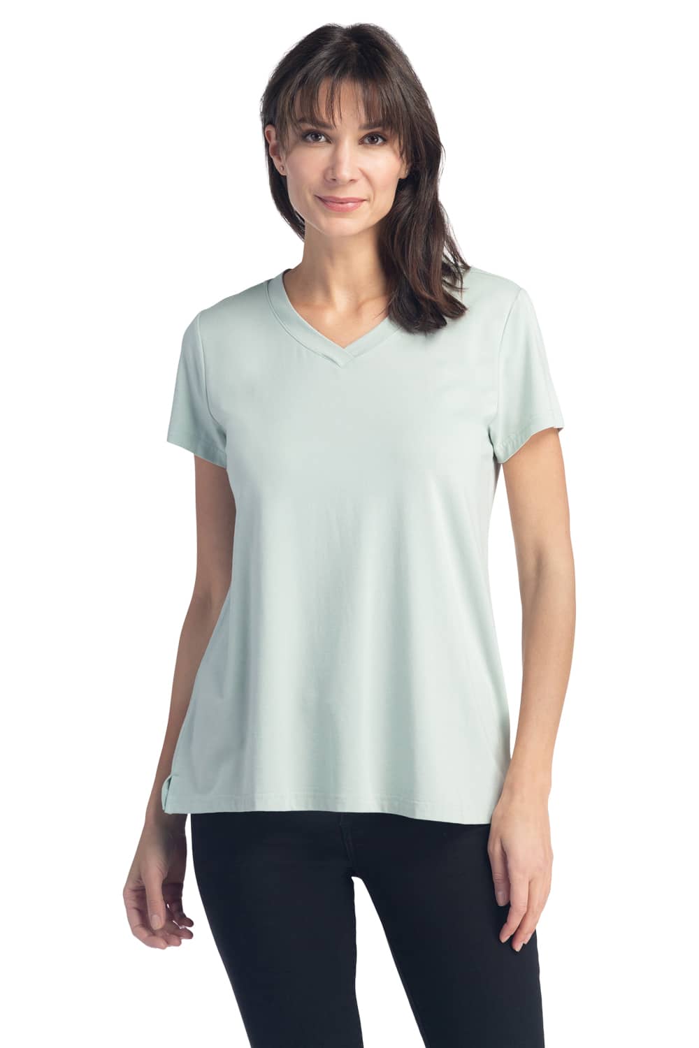 Women's Relaxed EcoFabric™ V-Neck Tee Womens>Casual>Top Fishers Finery Sea Glass Large 