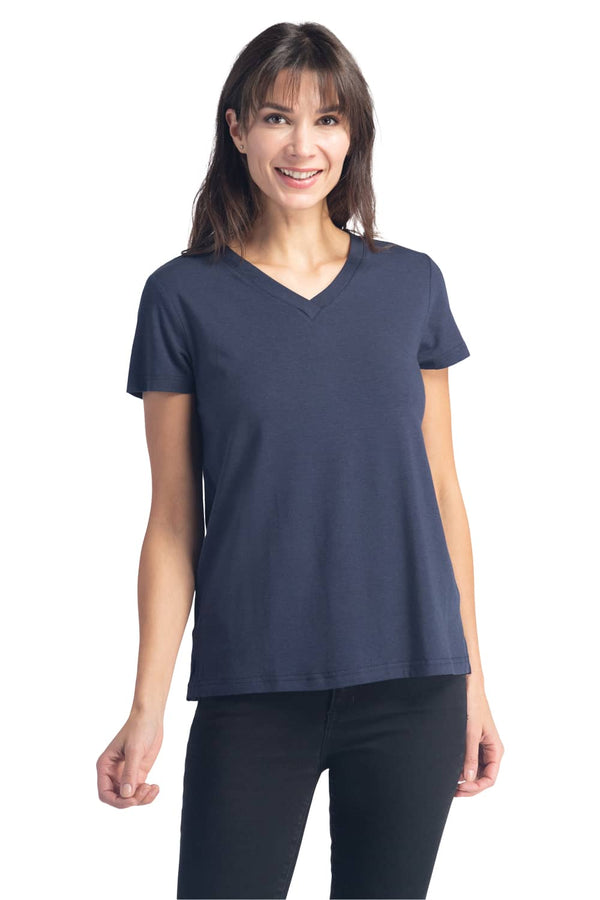 Women's Relaxed EcoFabric™ V-Neck Tee Womens>Casual>Top Fishers Finery Navy X-Small 
