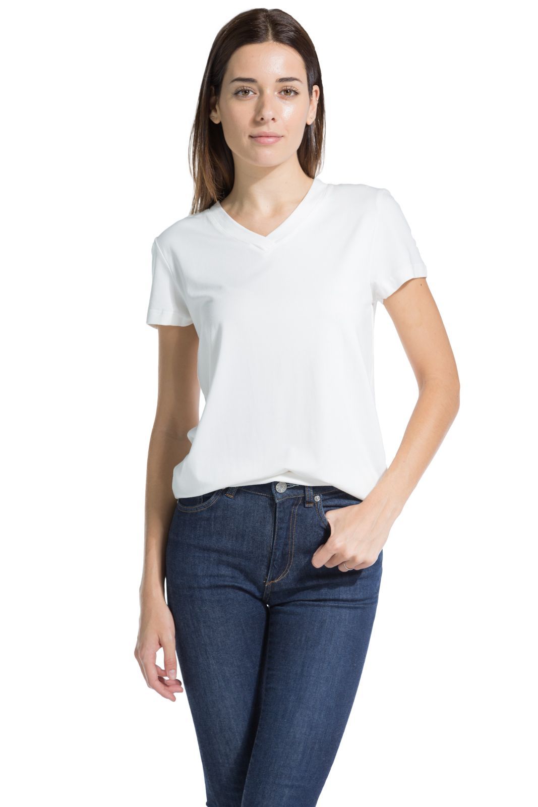 Women's Relaxed EcoFabric™ V-Neck Tee Womens>Casual>Top Fishers Finery Natural White X-Small 