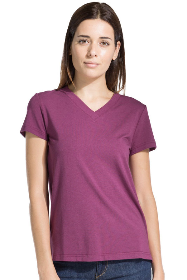 Women's Relaxed EcoFabric™ V-Neck Tee Womens>Casual>Top Fishers Finery Wine X-Small 